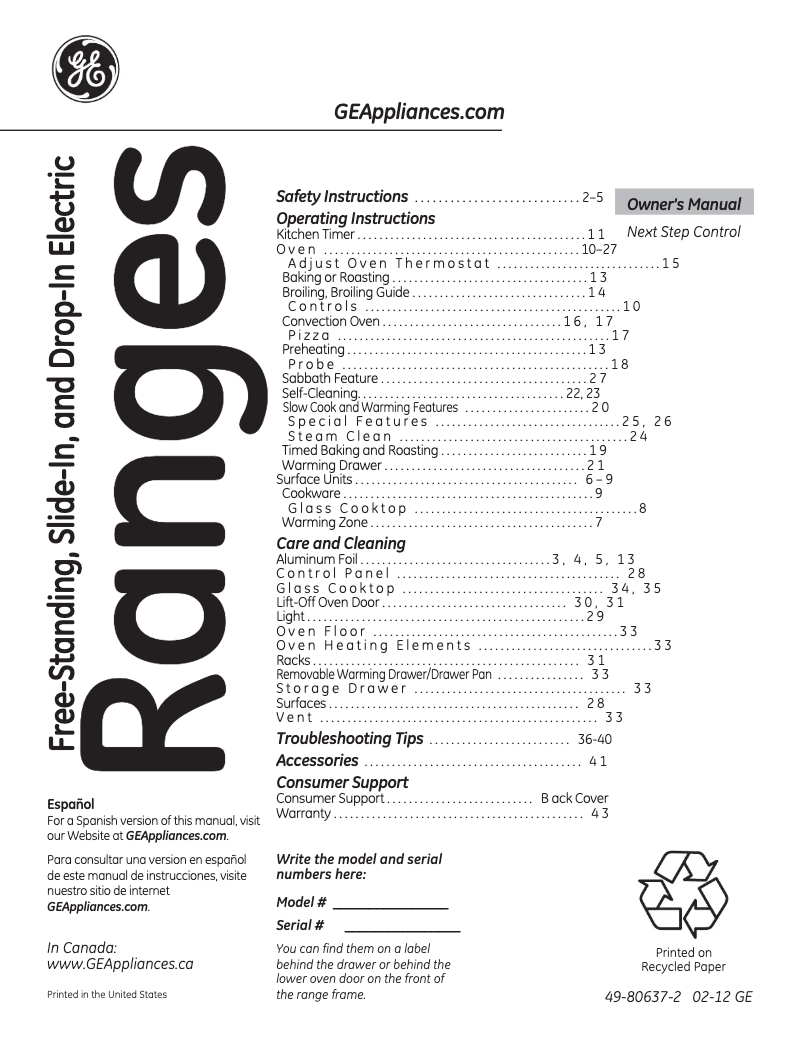 Página 1 del manual Manual de uso y mantenimiento GE Profile PB978STSS