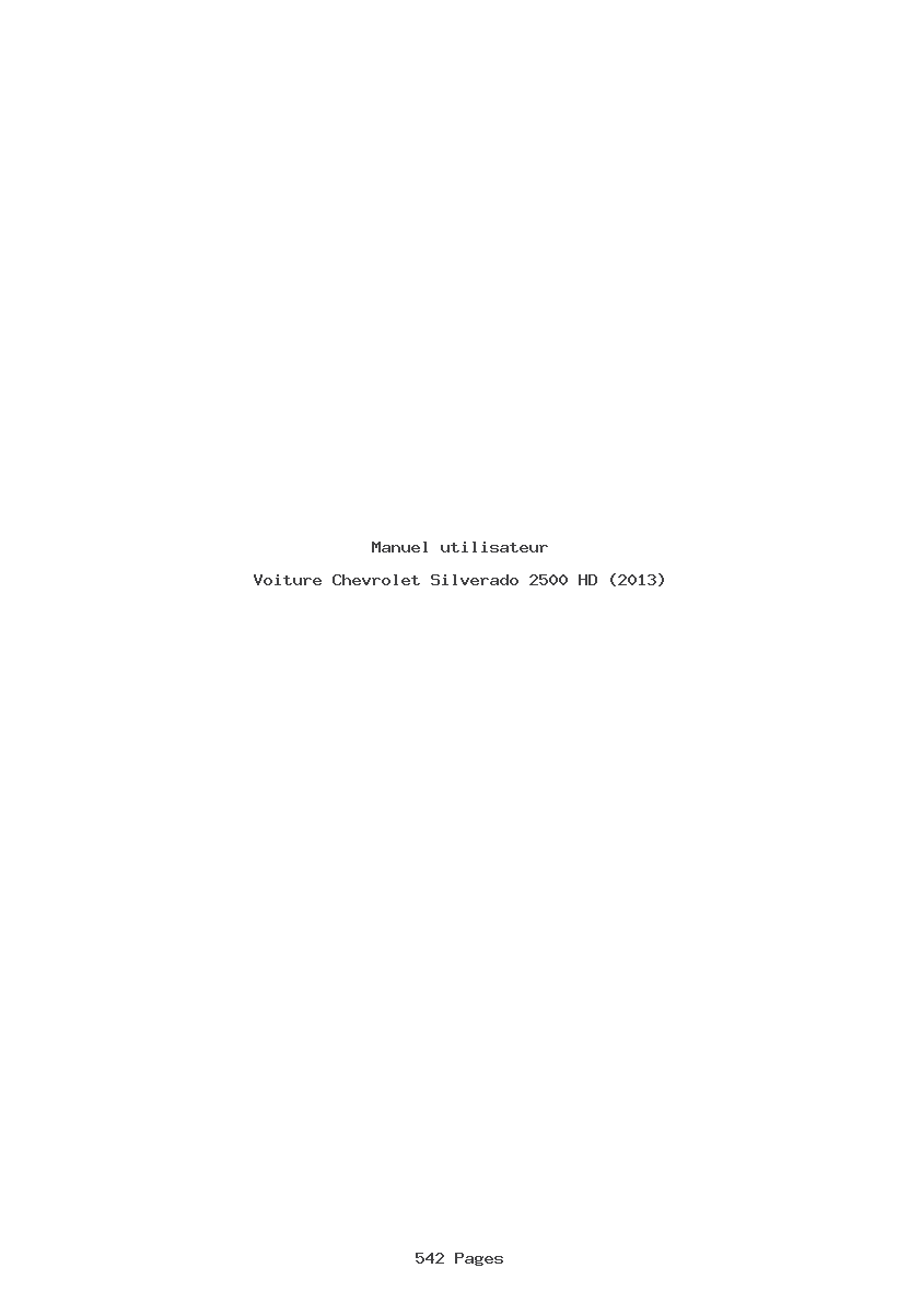 Page 1 de la notice Manuel utilisateur Chevrolet Silverado 2500 HD (2013)
