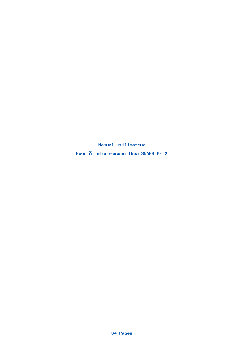 Page 1 de la notice Manuel utilisateur Ikea SNABB MF 2