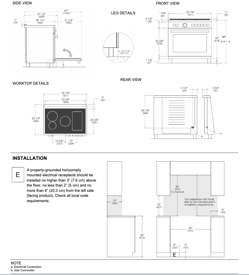 Page 1 de la notice Guide d'installation Bertazzoni PRO365ICFEPNET