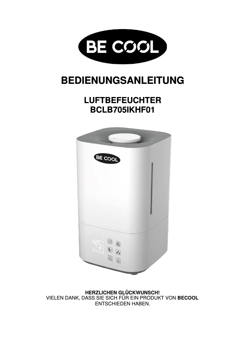 Page 1 of the manual User Manual Be Cool BCLB705IKHF01