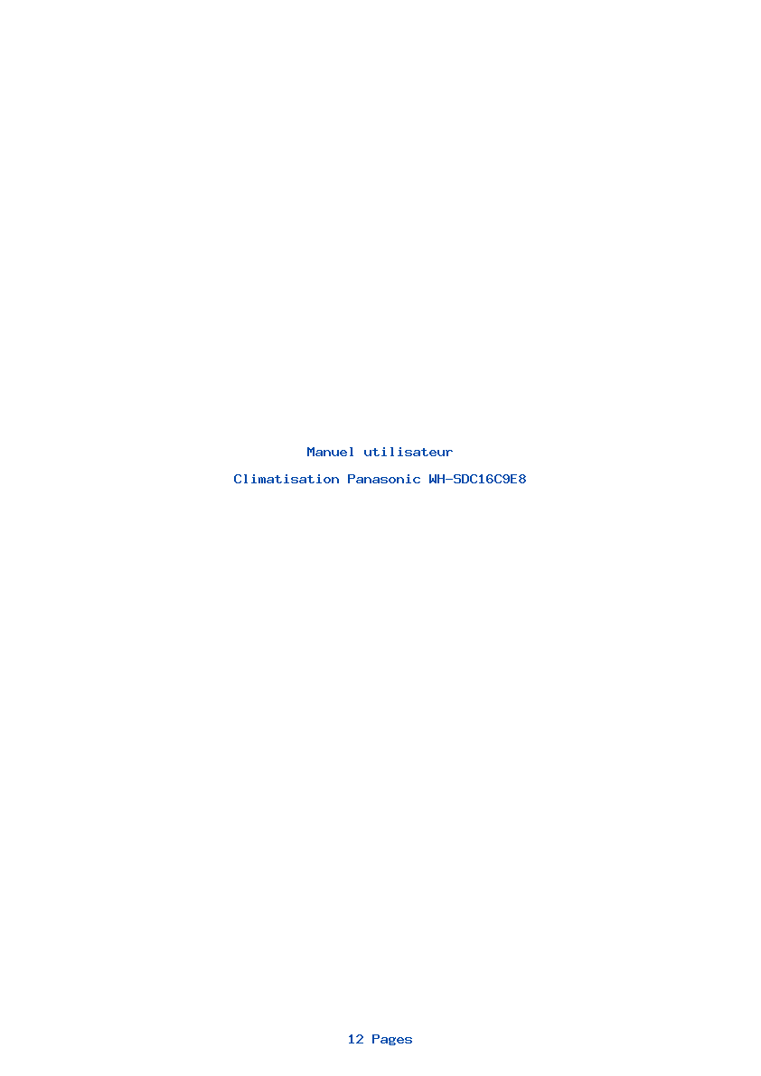 Page 1 de la notice Manuel utilisateur Panasonic WH-SDC16C9E8