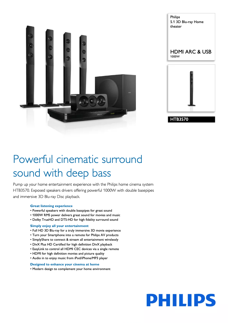Page n°1 - Brochure Philips HTB3570