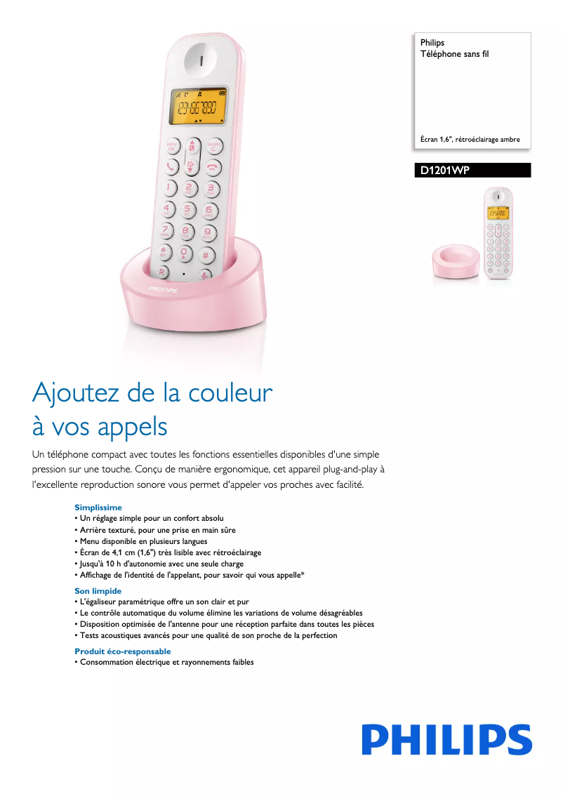 First page image of the manual for D1201WP