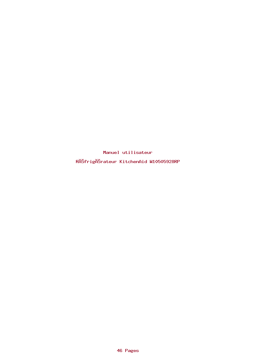 Page 1 de la notice Manuel utilisateur KitchenAid W10505928RP