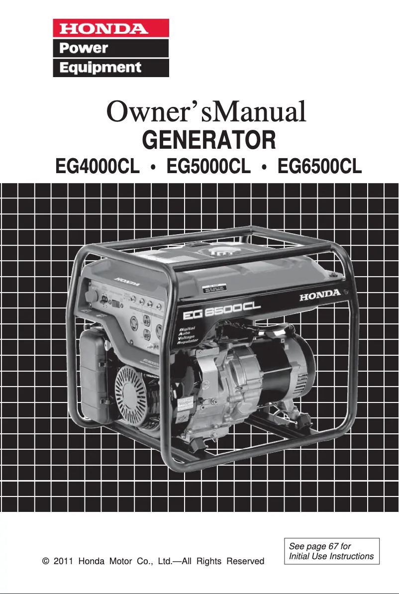 Page 1 de la notice Manuel utilisateur Honda EG6500CL
