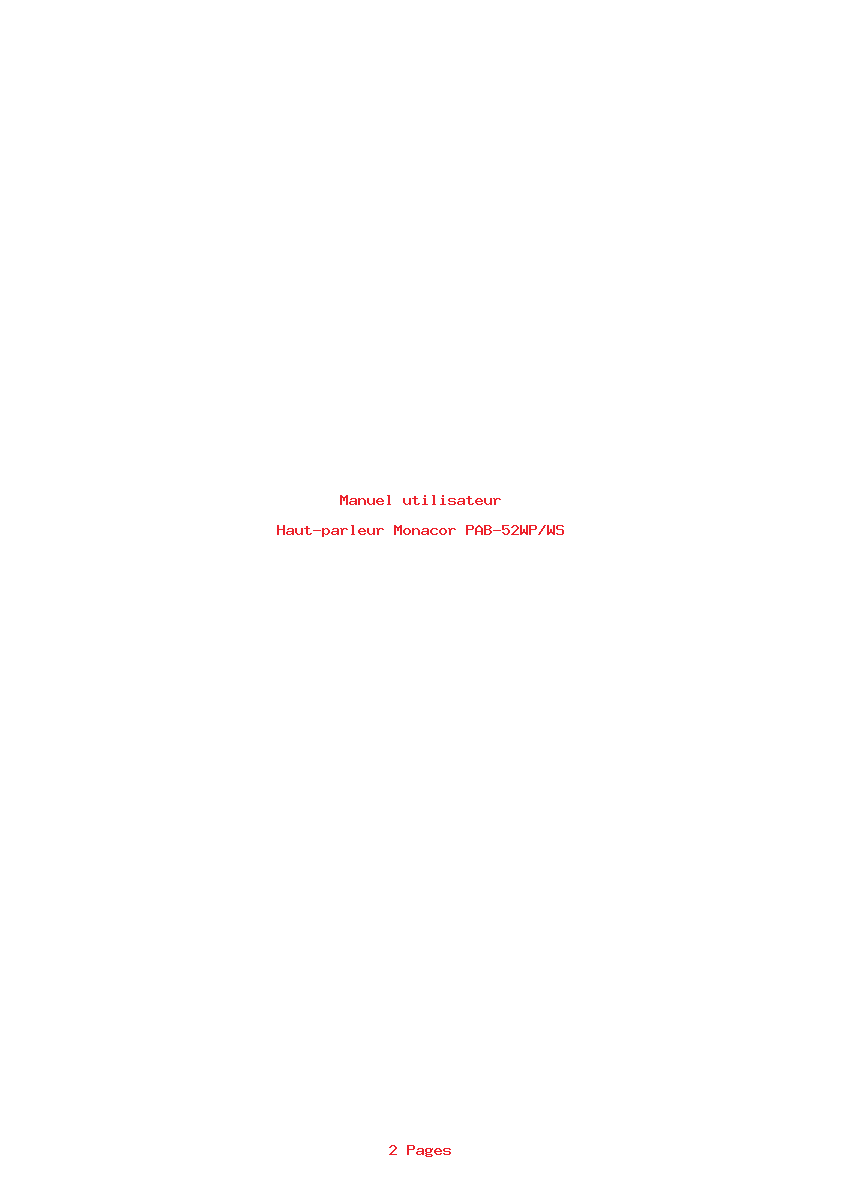 Page 1 de la notice Manuel utilisateur Monacor PAB-52WP/WS