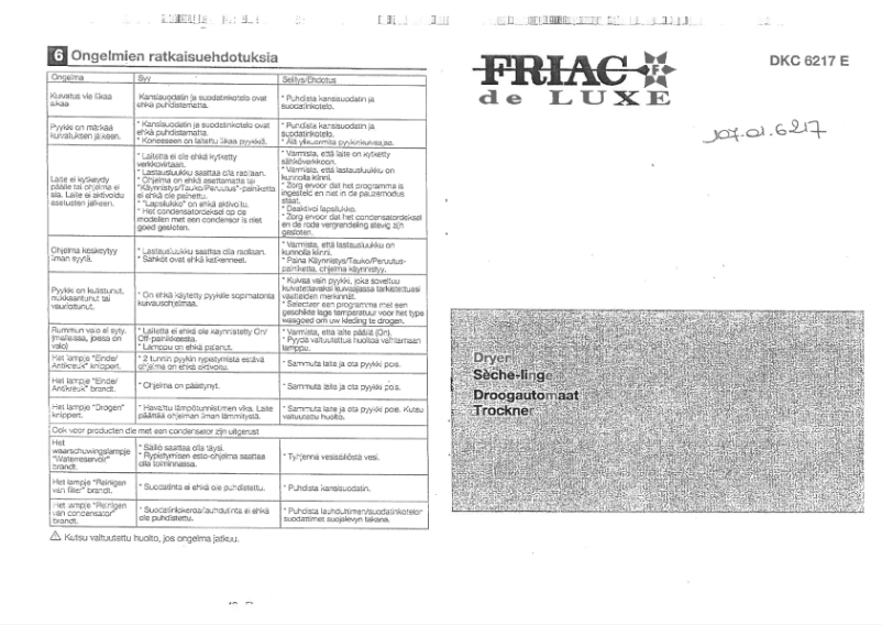Page 1 de la notice Manuel utilisateur Friac DKC 6217 E