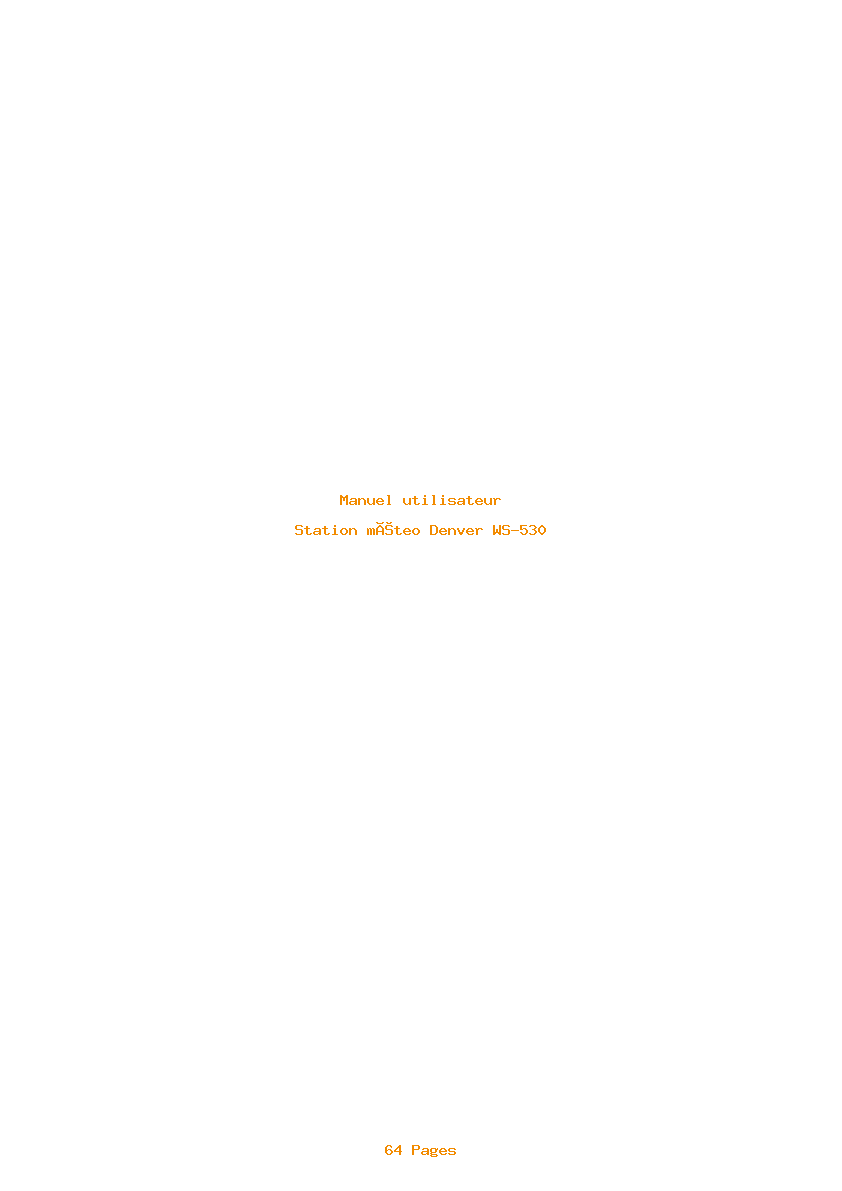 Page 1 de la notice Manuel utilisateur Denver WS-530