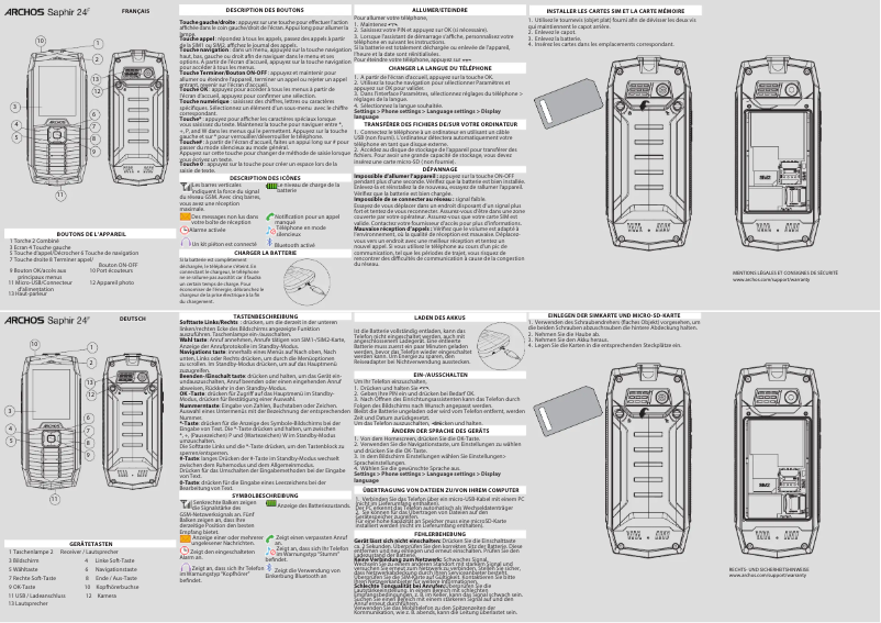 Page 1 de la notice Manuel utilisateur Archos Saphir 24F