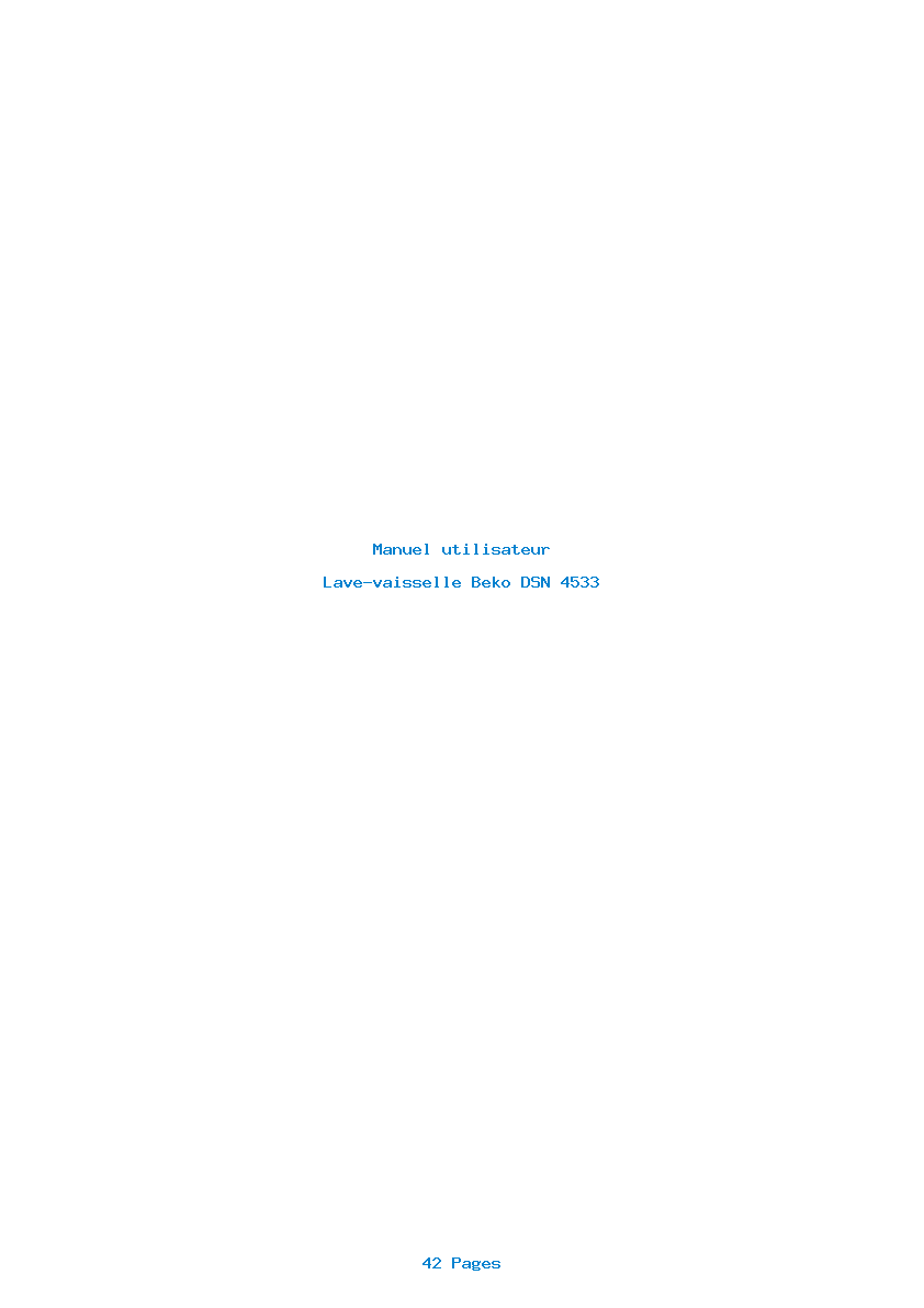 Page 1 de la notice Manuel utilisateur Beko DSN 4533