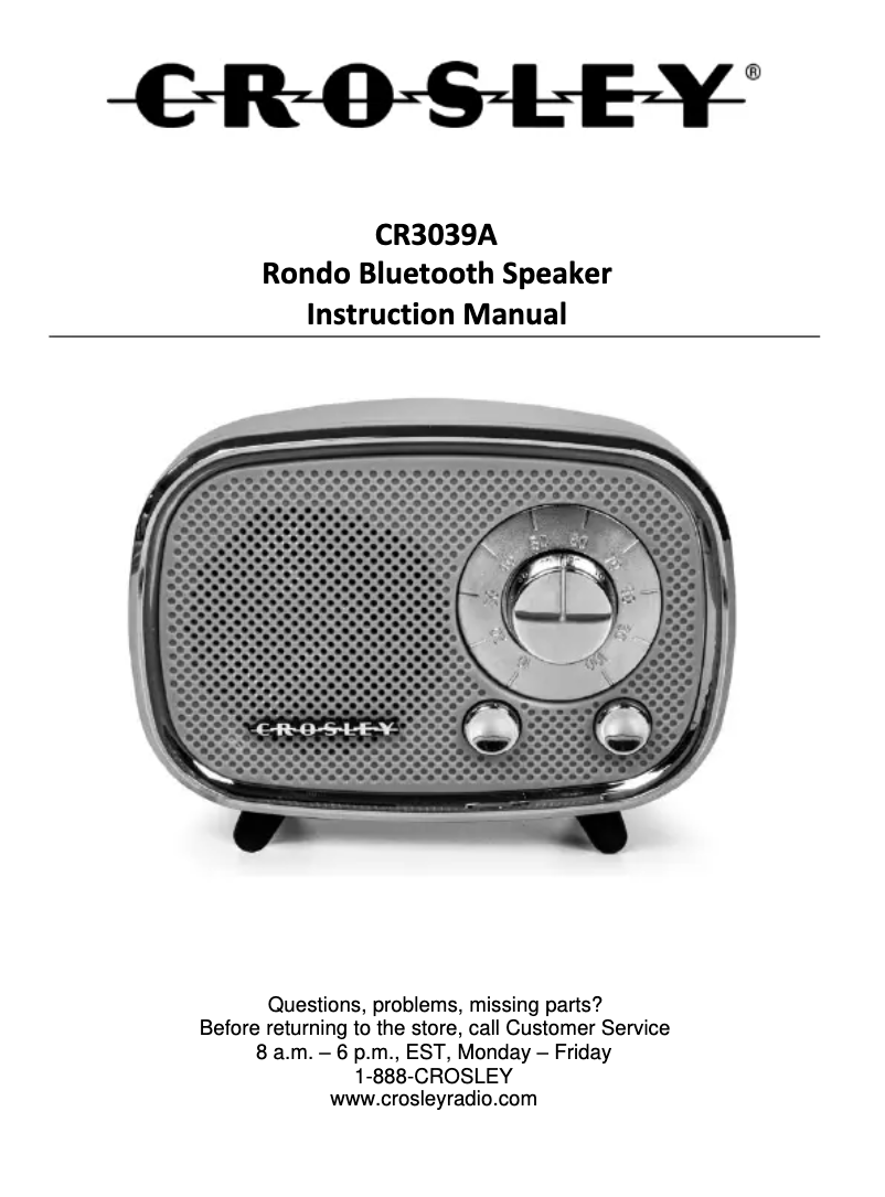 Page 1 of the manual User Manual Crosley Rondo CR3039A