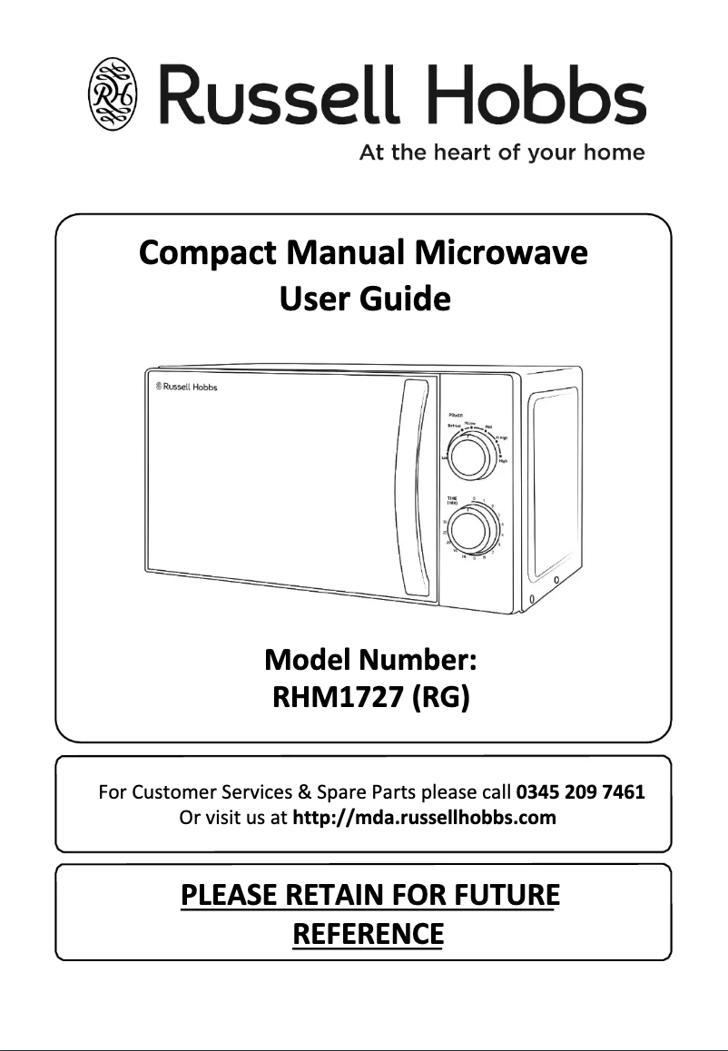 Page 1 de la notice Manuel utilisateur Russell Hobbs RHM1727RG
