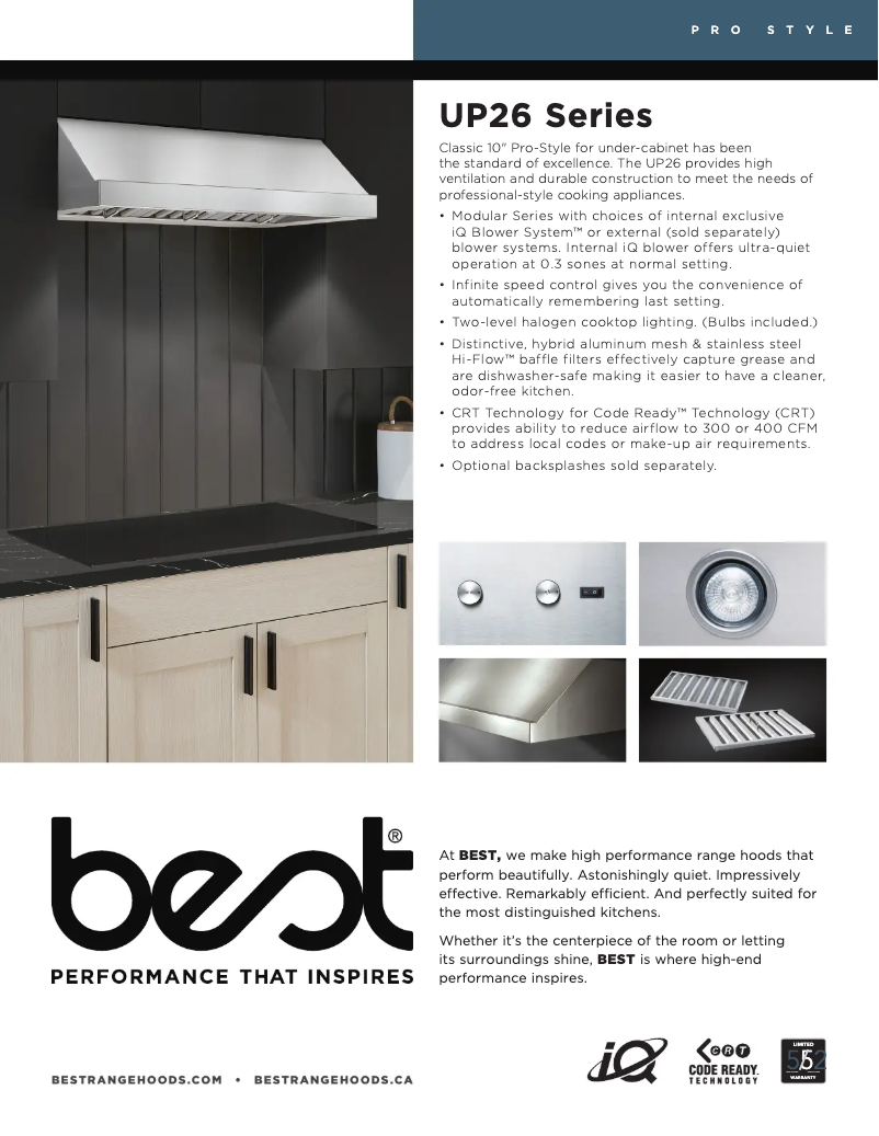 Page 1 de la notice Fiche technique Best Classico UP26M48SB