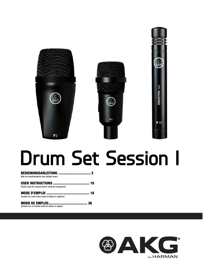Page 1 de la notice Manuel utilisateur AKG Drum Set Session I
