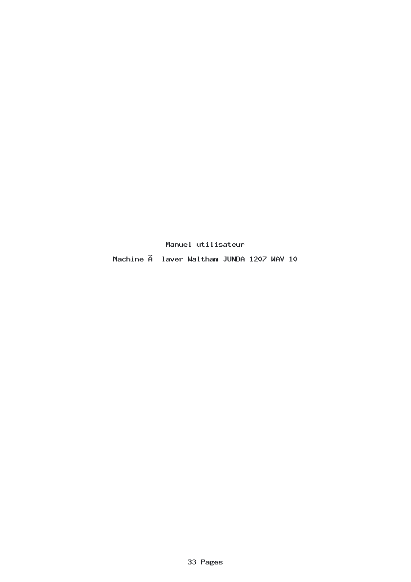 Page 1 de la notice Manuel utilisateur Waltham JUNDA 1207 WAV 10