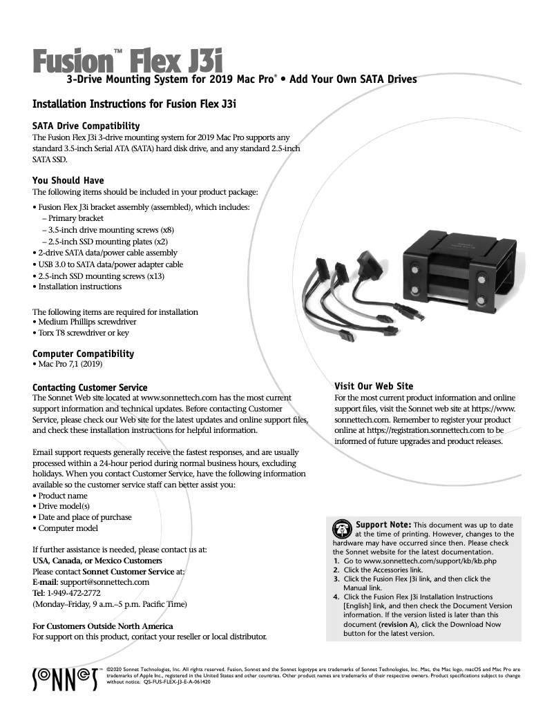 Page 1 de la notice Manuel utilisateur Sonnet Fusion Flex J3i