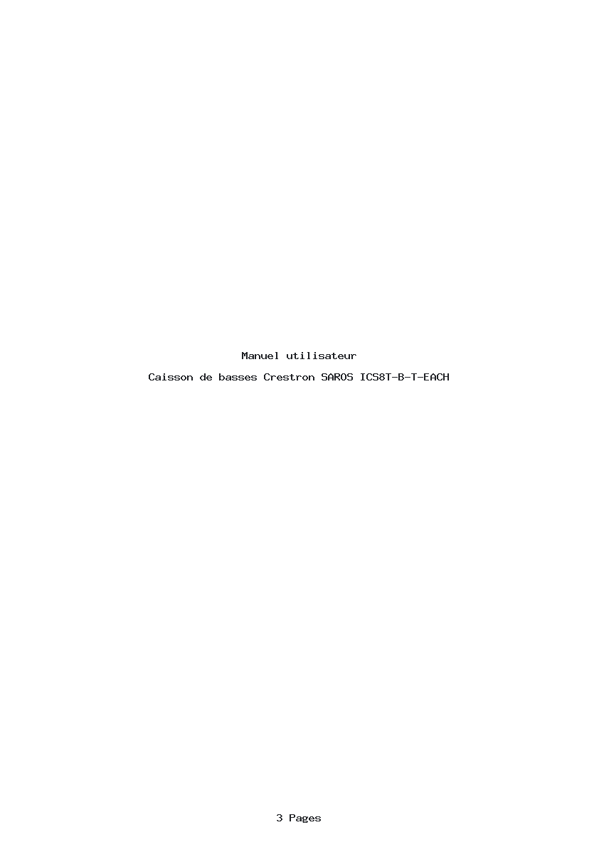 Page 1 de la notice Manuel utilisateur Crestron SAROS ICS8T-B-T-EACH