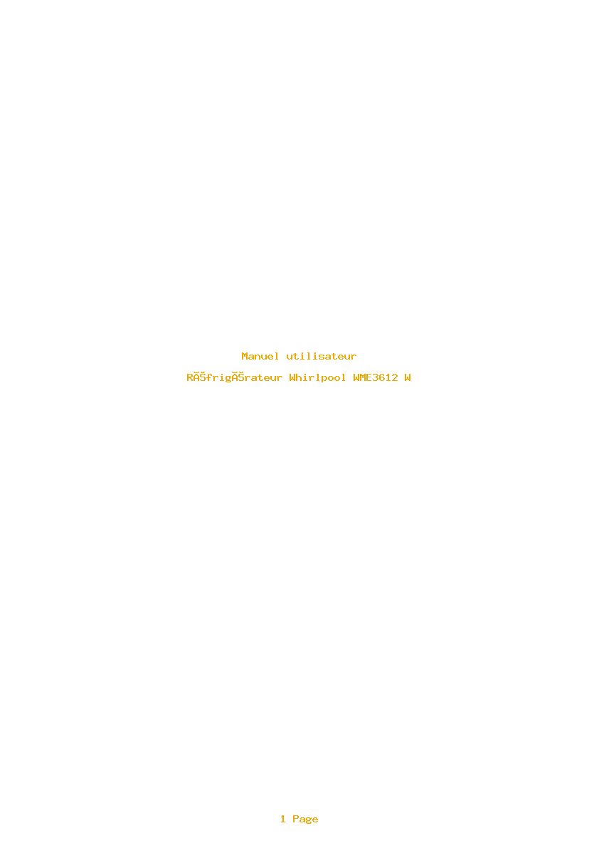 Page 1 de la notice Manuel utilisateur Whirlpool WME3612 W