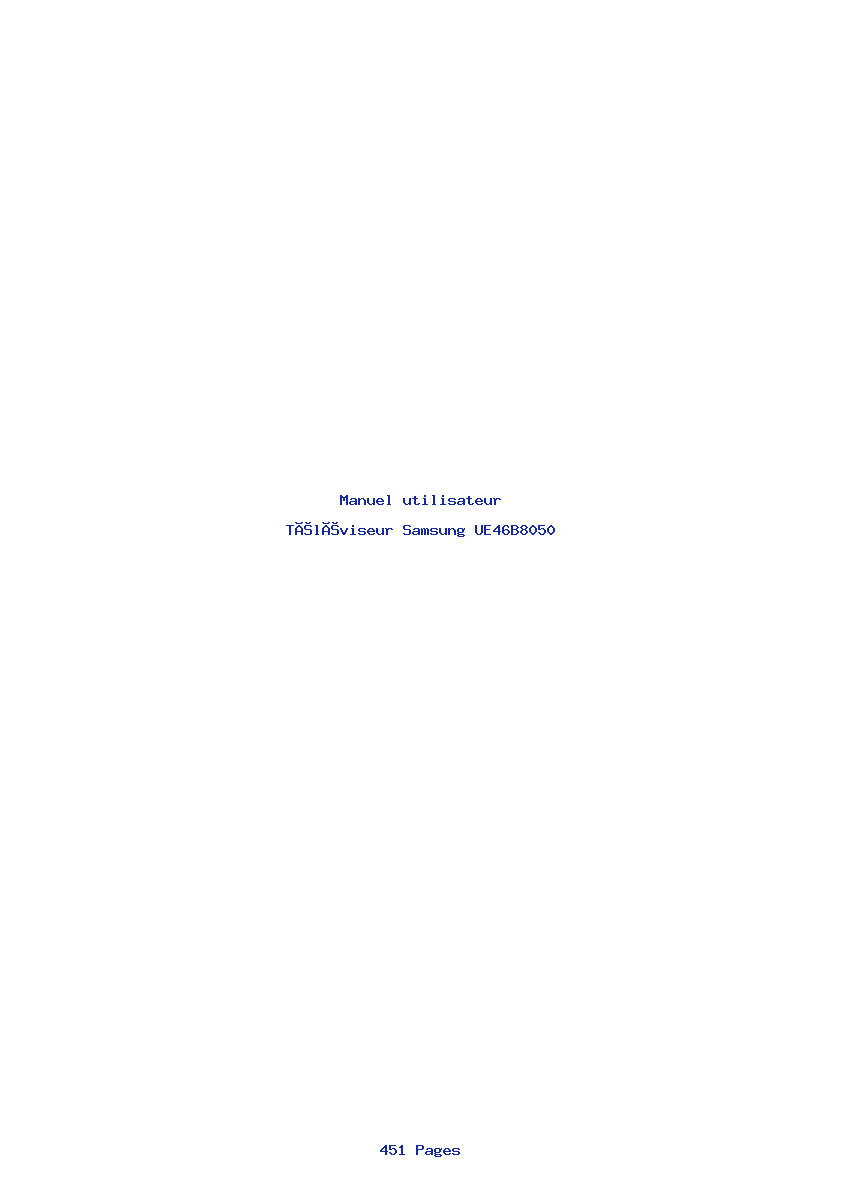 Page 1 de la notice Manuel utilisateur Samsung UE46B8050