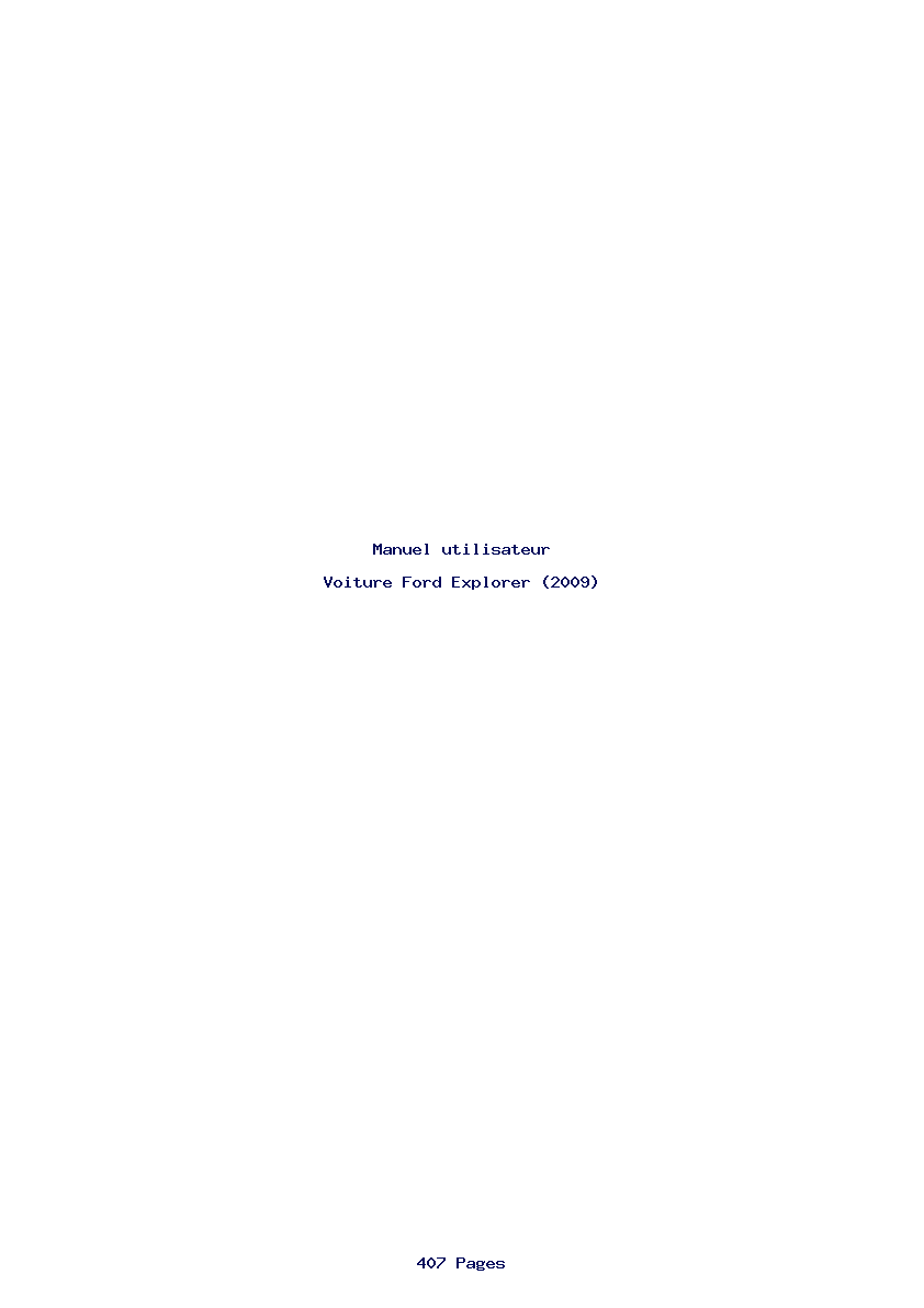 Page 1 de la notice Manuel utilisateur Ford Explorer (2009)