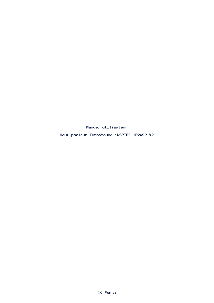 Page 1 de la notice Manuel utilisateur Turbosound iNSPIRE iP2000 V2