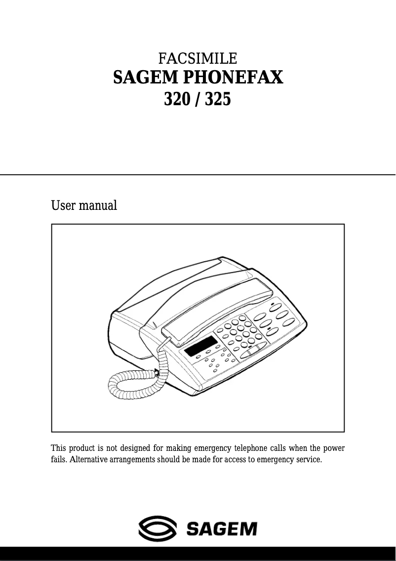 Page 1 de la notice Manuel utilisateur Sagem Phonefax 320