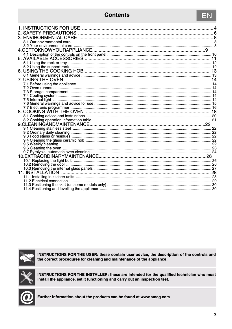 Page 1 de la notice Manuel utilisateur Smeg SY6CPX8
