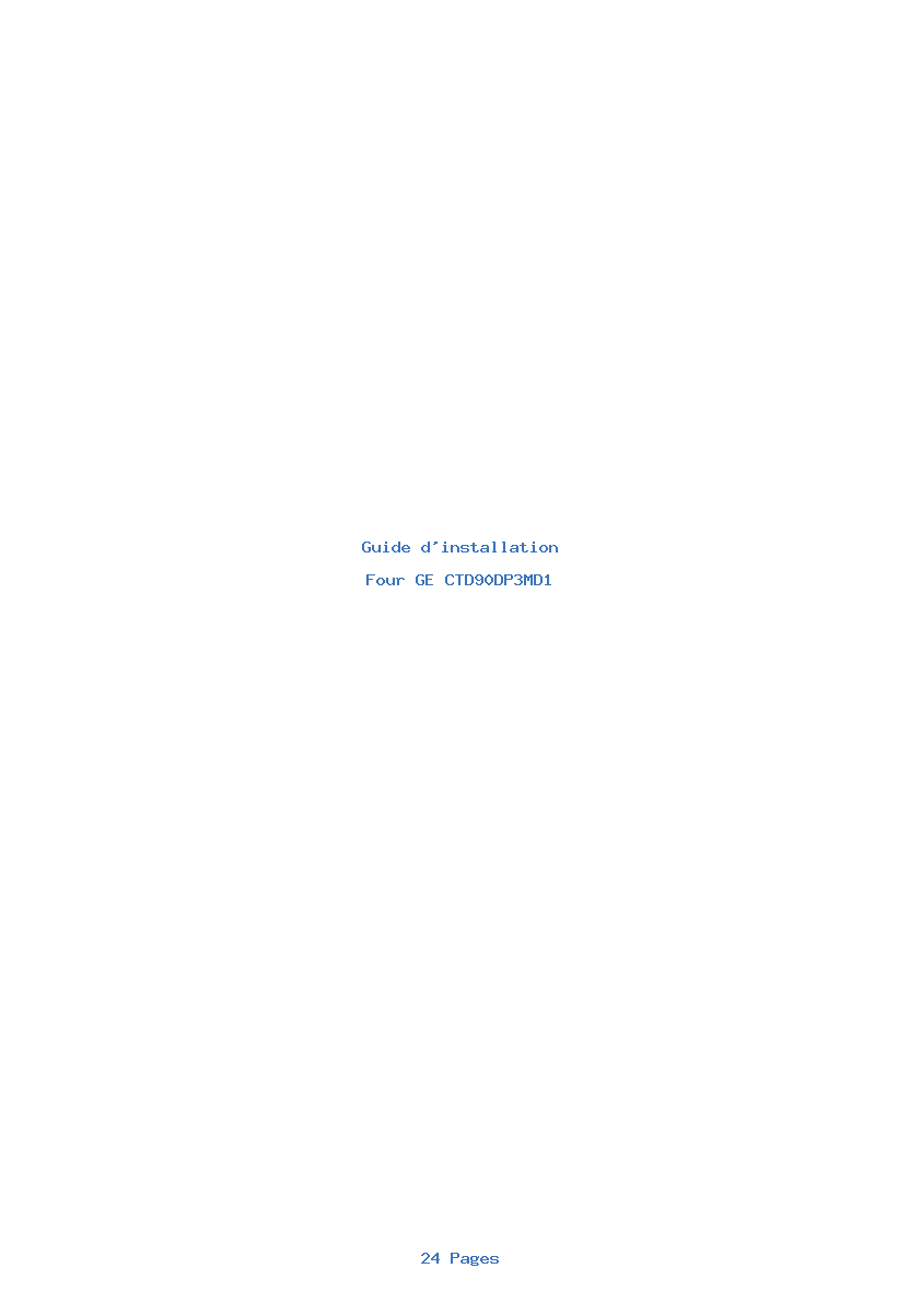 Page 1 de la notice Guide d'installation GE CTD90DP3MD1