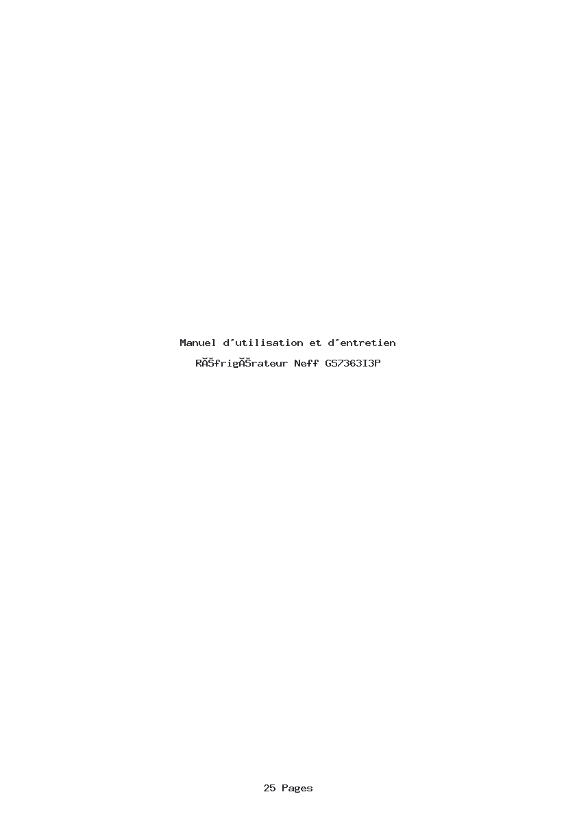 Page 1 de la notice Manuel d'utilisation et d'entretien Neff GS7363I3P