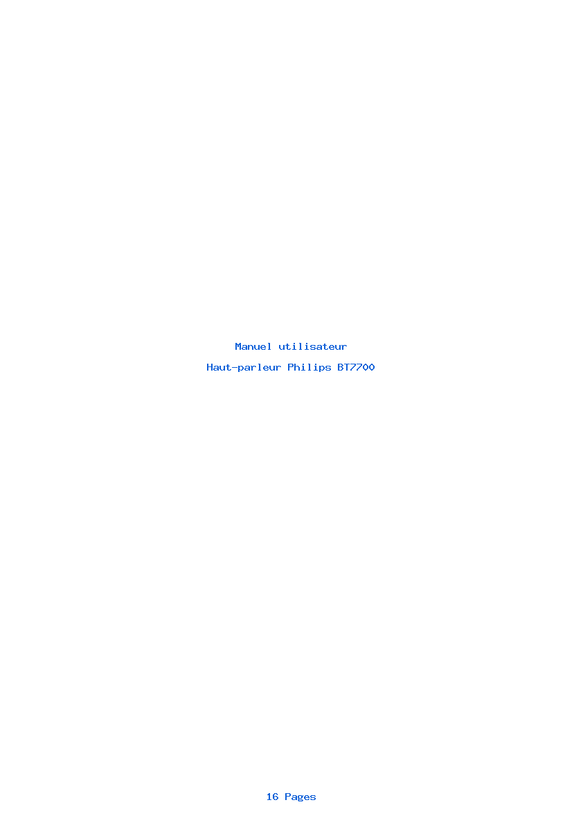 Page 1 de la notice Manuel utilisateur Philips BT7700
