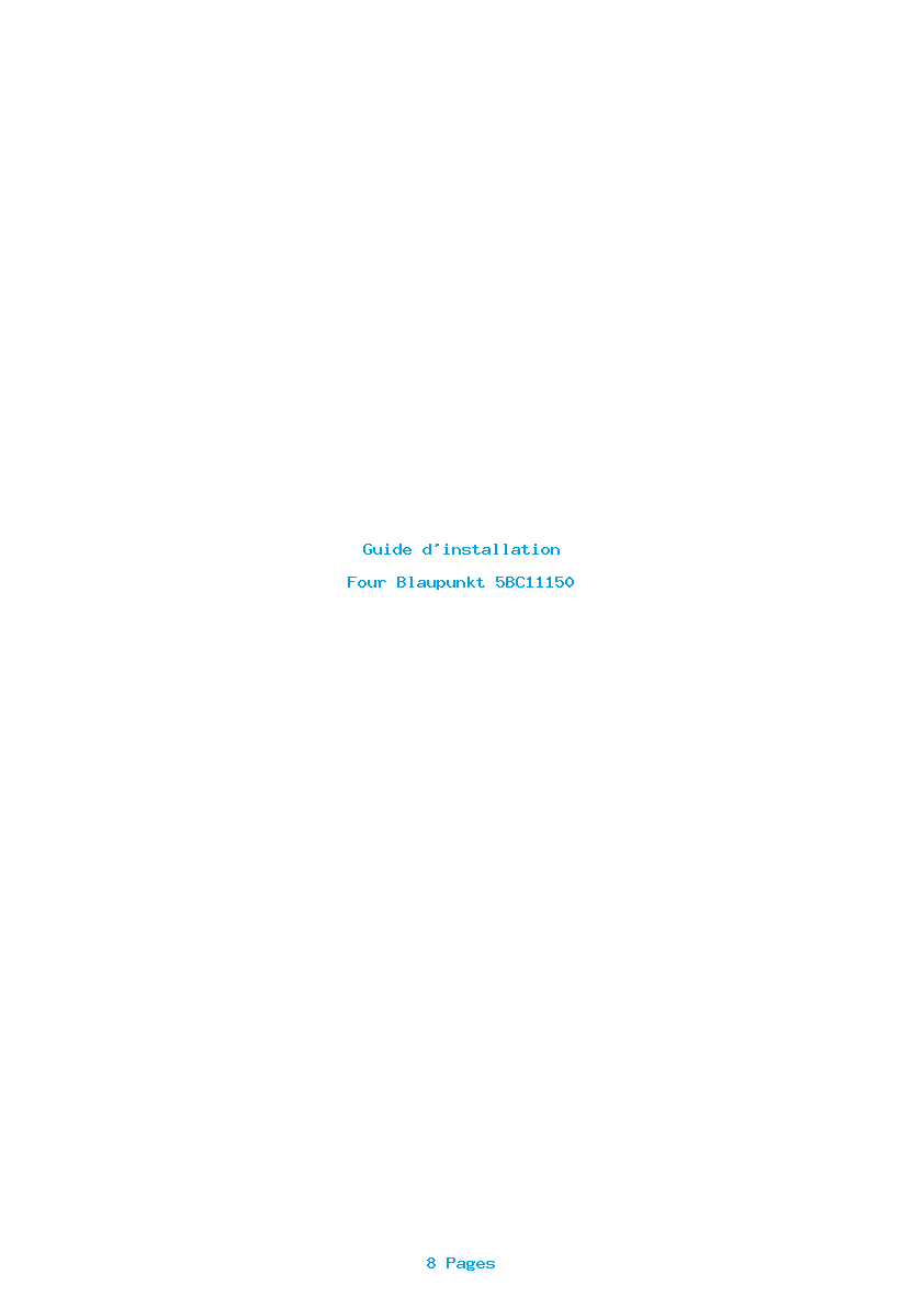 Page 1 de la notice Guide d'installation Blaupunkt 5BC11150