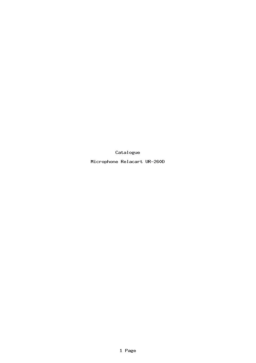 Page 1 de la notice Catalogue Relacart UR-260D