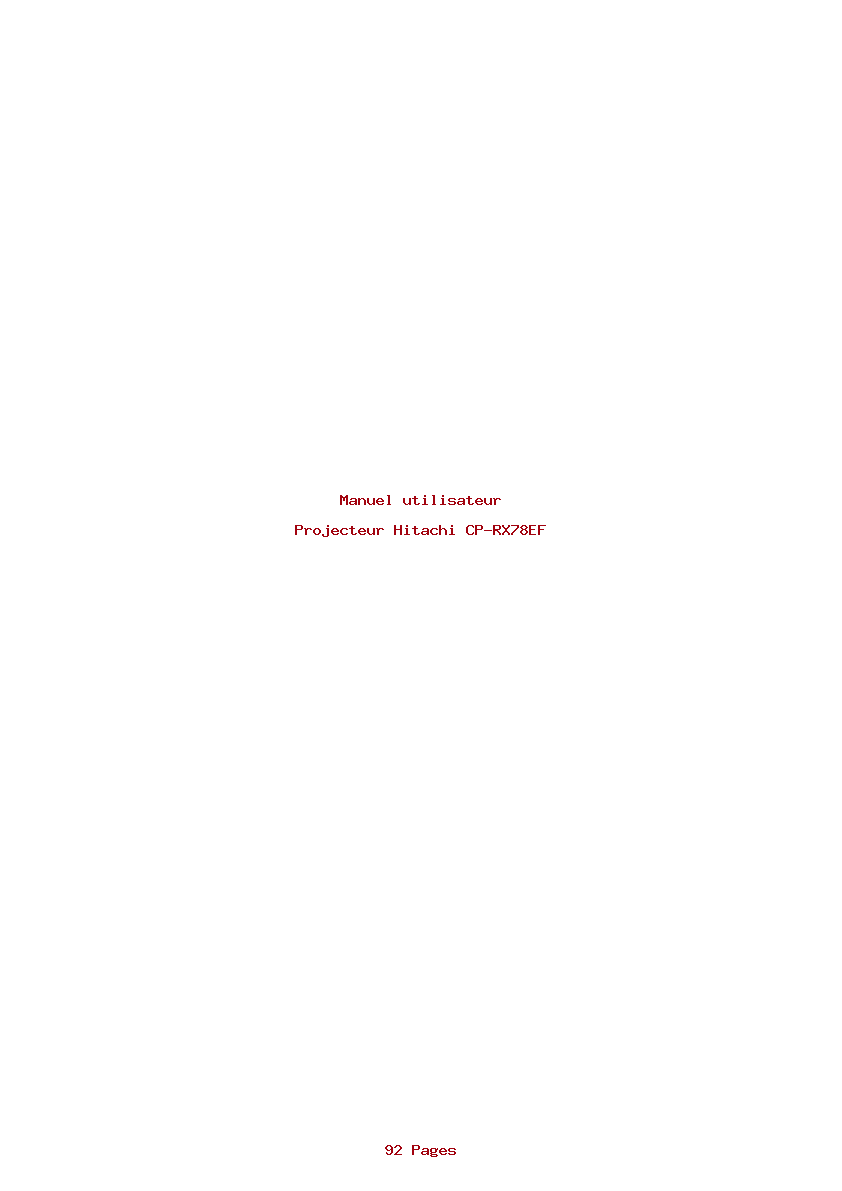 Page 1 de la notice Manuel utilisateur Hitachi CP-RX78EF