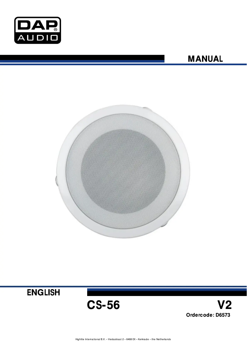 Page 1 de la notice Manuel utilisateur DAP-Audio CS-56