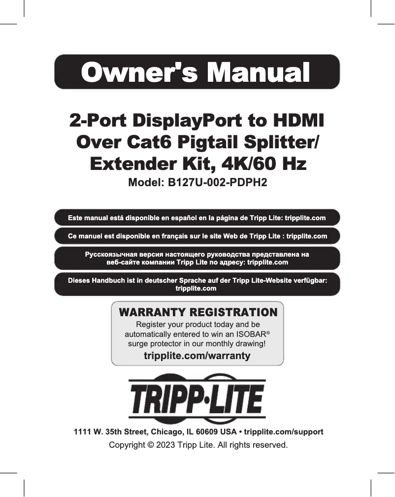 Page 1 de la notice Manuel utilisateur Tripp Lite B127U-002-PDPH2