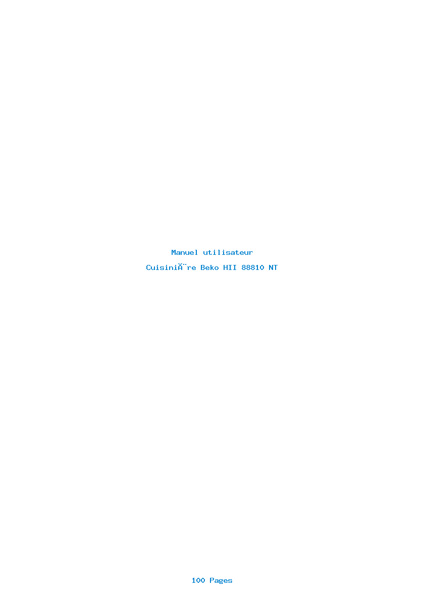 Page 1 de la notice Manuel utilisateur Beko HII 88810 NT