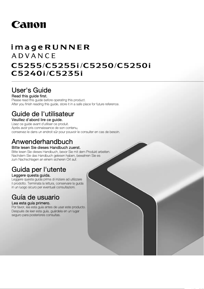 Page 1 de la notice Manuel utilisateur Canon ImageRUNNER ADVANCE C5255