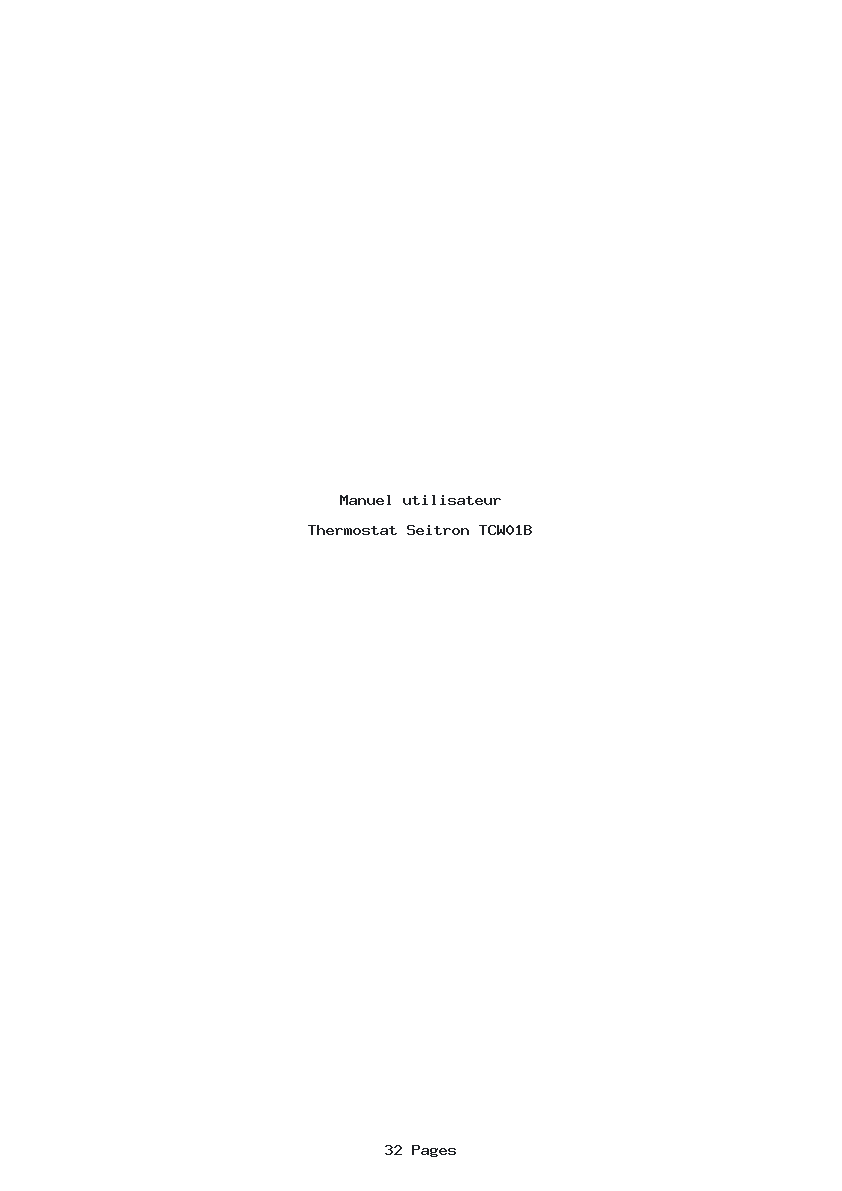 Page 1 de la notice Manuel utilisateur Seitron TCW01B