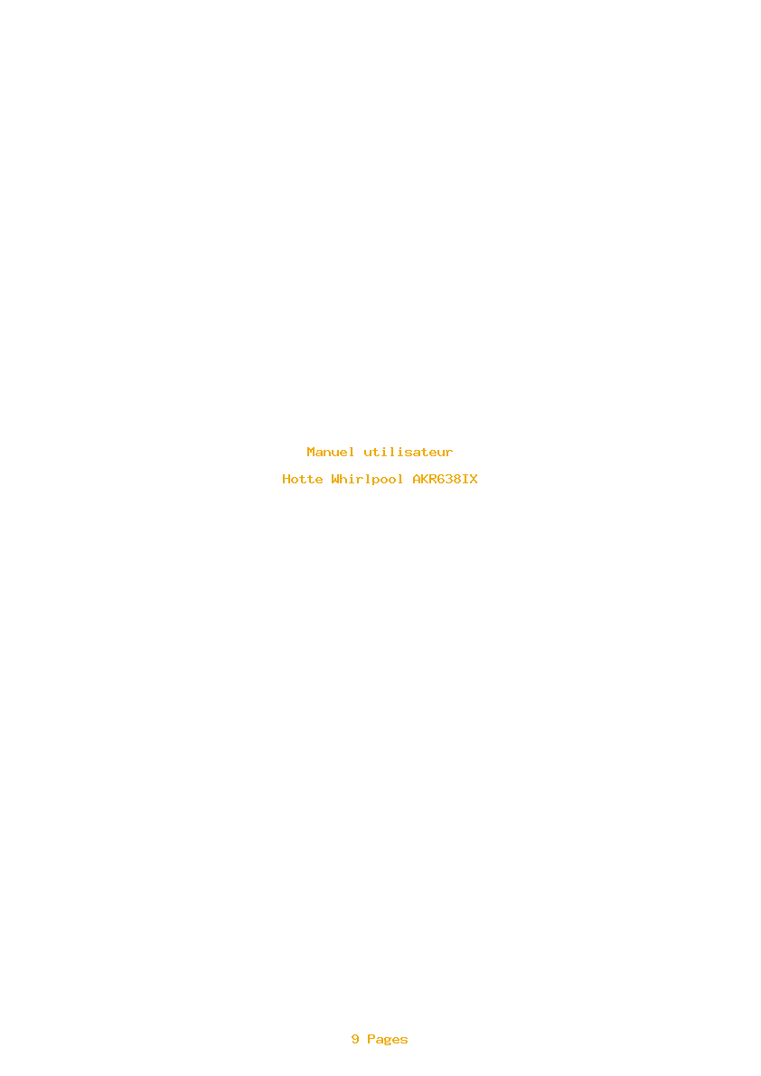 Page 1 de la notice Manuel utilisateur Whirlpool AKR638IX