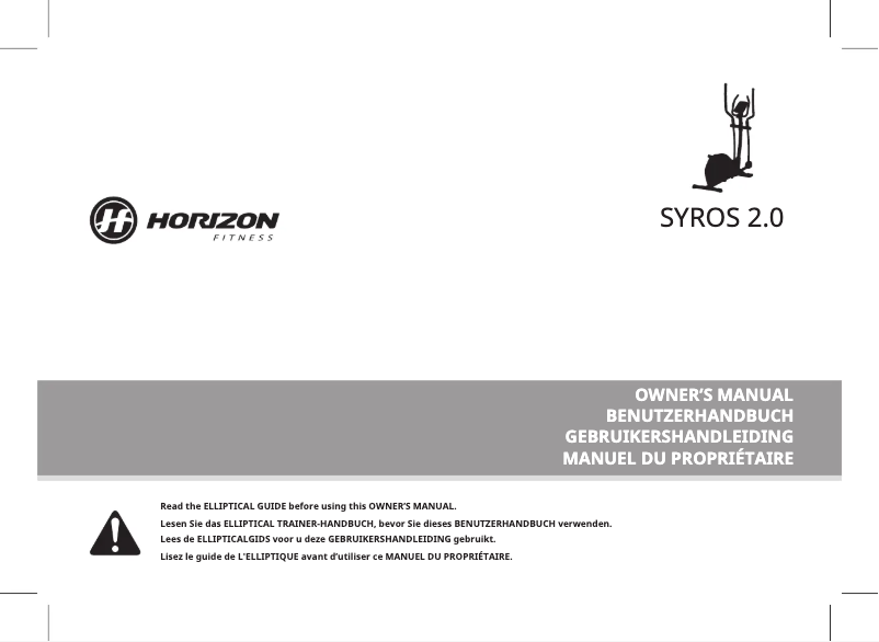 Page 1 of the manual User Manual Horizon Fitness Syros 2.0