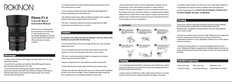 Página 1 del manual Manual de usuario Rokinon Digital Photo 85M-E