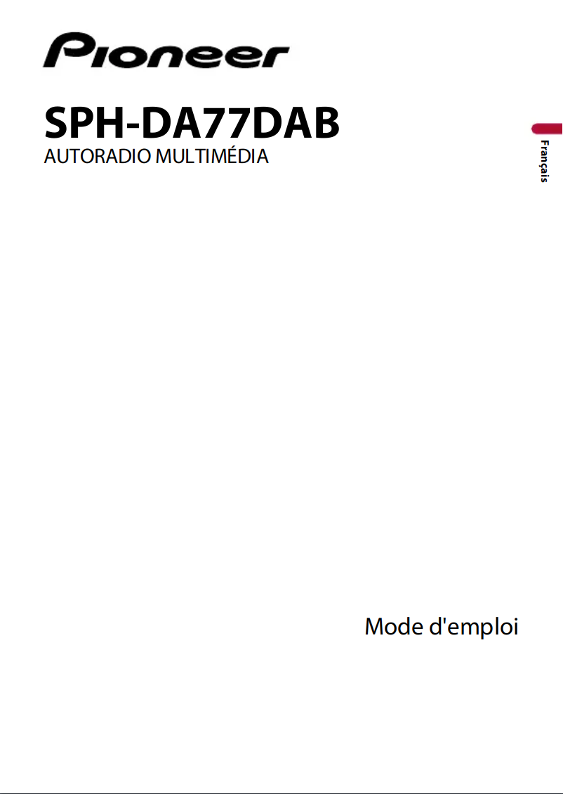 Image de la première page du manuel de l'appareil SPH-DA77DAB