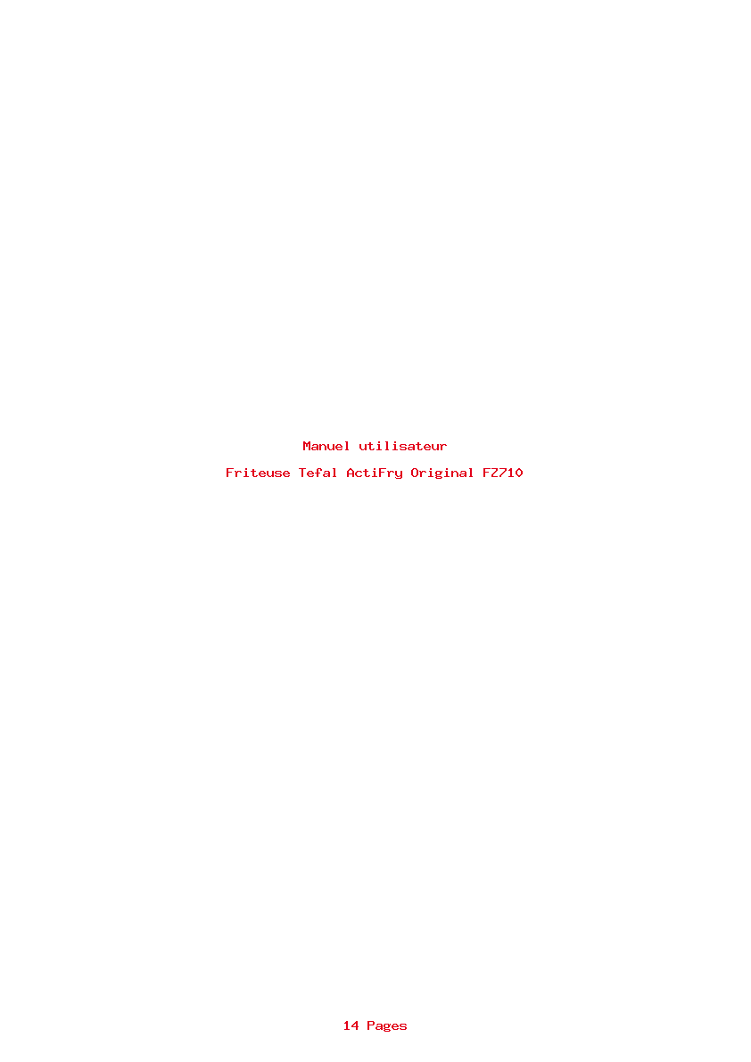 Page 1 de la notice Manuel utilisateur Tefal ActiFry Original FZ710