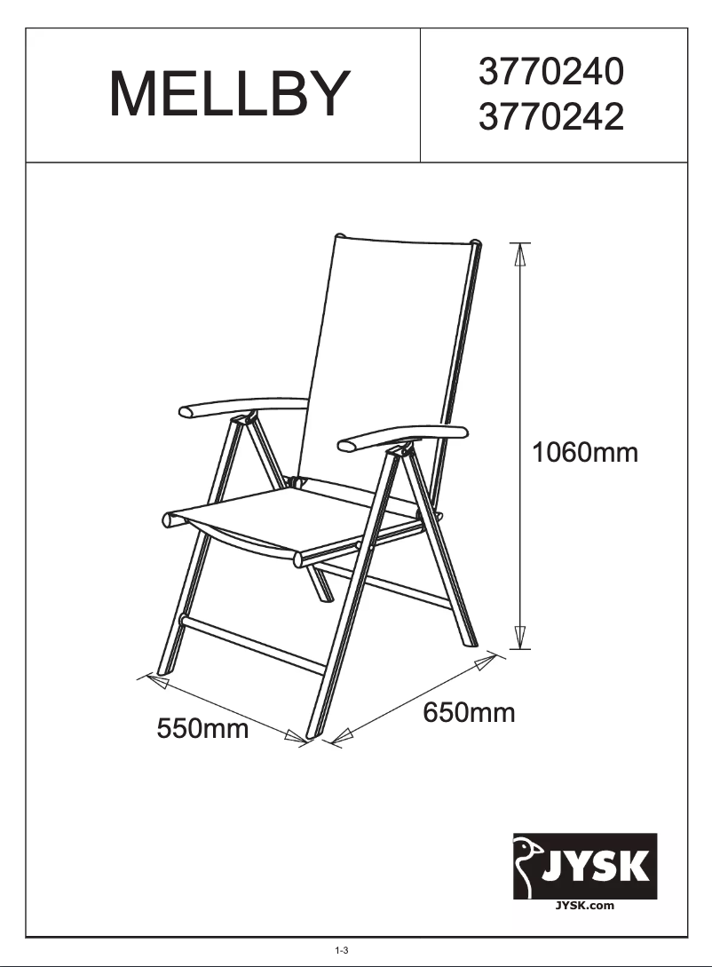 Page 1 de la notice Manuel utilisateur JYSK Mellby