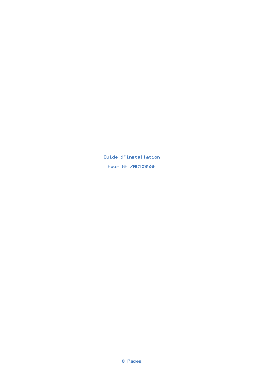 Page 1 de la notice Guide d'installation GE ZMC1095SF