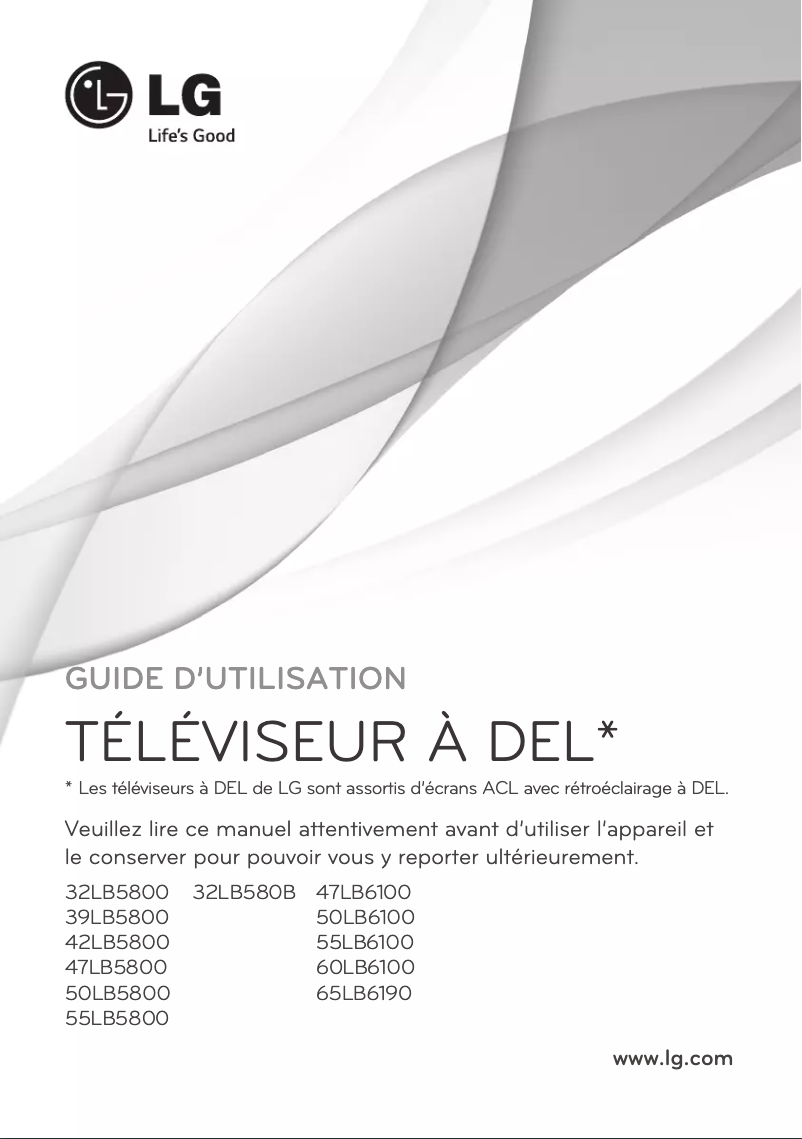 Page 1 de la notice Manuel utilisateur LG 50LB6100