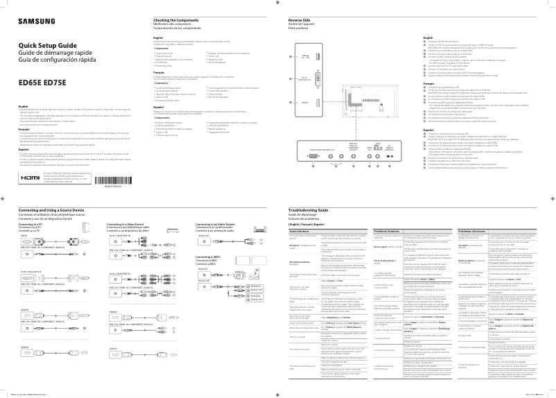 Página 1 del manual Guía de instalación Samsung ED75E
