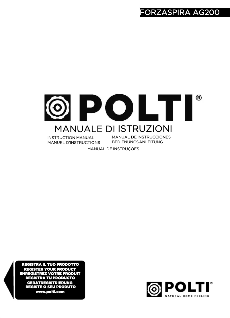 Page 1 de la notice Manuel utilisateur Polti Forzaspira AG200