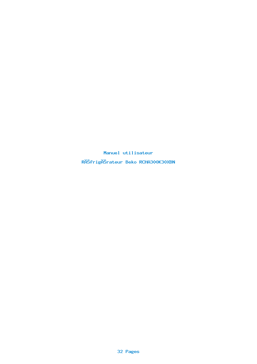 Page 1 de la notice Manuel utilisateur Beko RCHA300K30XBN